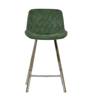 Matteo Bar Stool Aged Olive Green Leather & Chrome 65cm