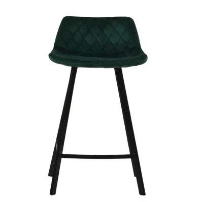 Duran Bar Stool Emerald Green Velvet & Black 65cm