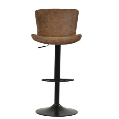 Lucia Bar Stool Aged Brown Leather & Black Base