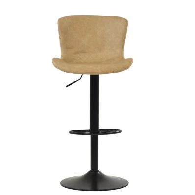 Lucia Bar Stool Aged Cream Leather & Black Base