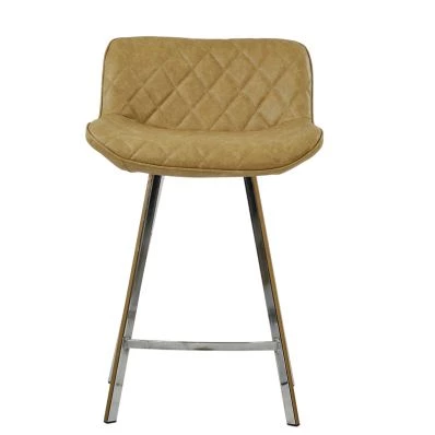 Franz  Bar Stool Aged Cream Leather & Chrome 65cm