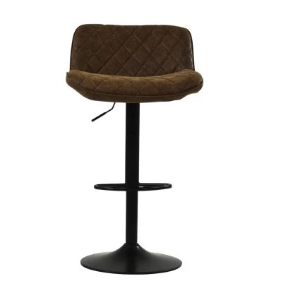 Lush Bar Stool Aged Brown Leather & Black Base