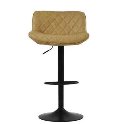Lush Bar Stool Aged Cream Leather & Black Base