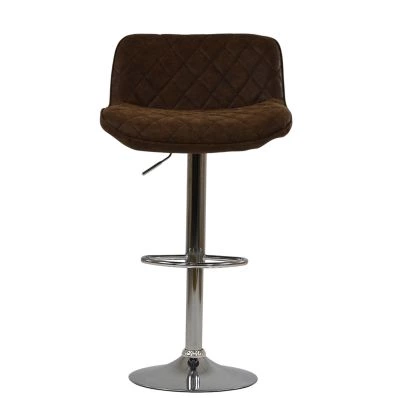 Kudos Bar Stool Aged Brown Leather & Chrome Base