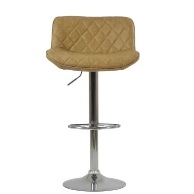 Kudos Bar Stool Aged Cream Leather & Chrome Base