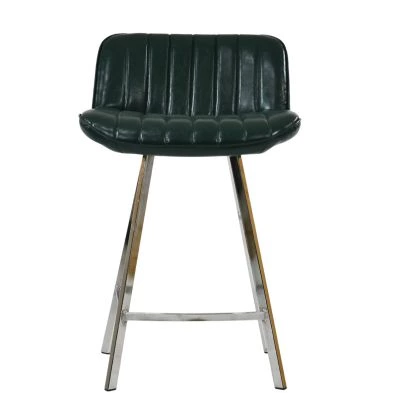 Islay Bar Stool Forest Green Leather & Chrome 75cm