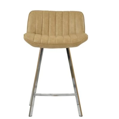 Islay Bar Stool Aged Cream Leather & Chrome 75cm