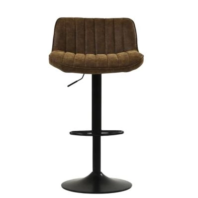 Sydney Bar Stool Aged Brown Leather & Black Base