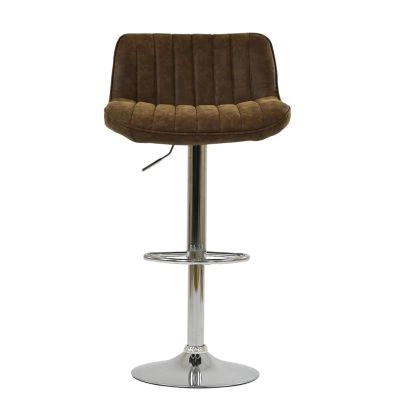 Perth Bar Stool Aged Brown Leather & Chrome Base