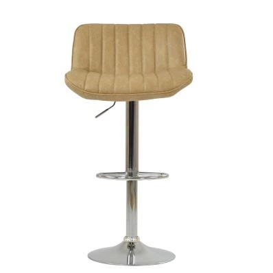 Perth Bar Stool Aged Cream Leather & Chrome Base