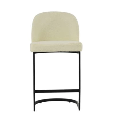 Delamere Bar Stool Cream Boucle Fabric & Black 65cm