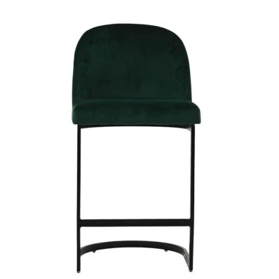 Delamere Bar Stool Emerald Green Velvet & Black 75cm