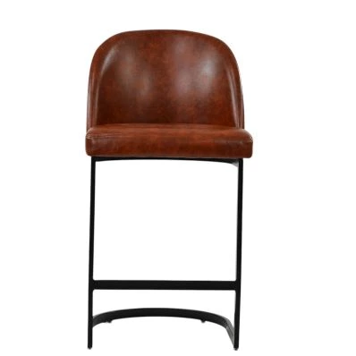 Delamere Bar Stool Vintage Brown Leather & Black 75cm