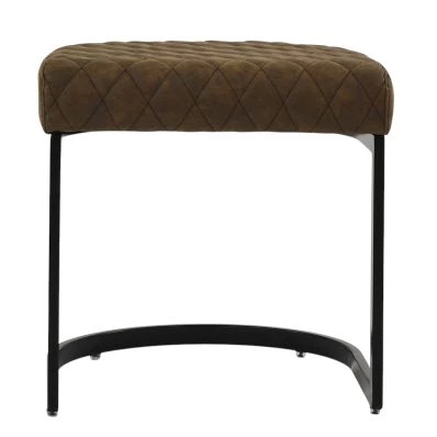 Burrello Low Bar Stool Aged Brown Leather & Black 46cm