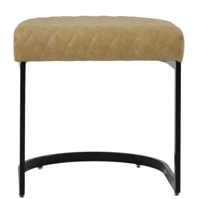 Burrello Low Bar Stool Aged Cream Leather & Black 46cm