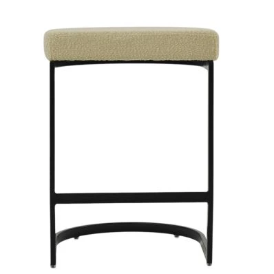 Layto Bar Stool Mink Boucle Fabric & Black 75cm