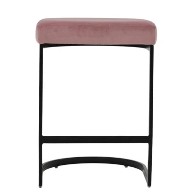 Layto Bar Stool Pink Velvet & Black 65cm