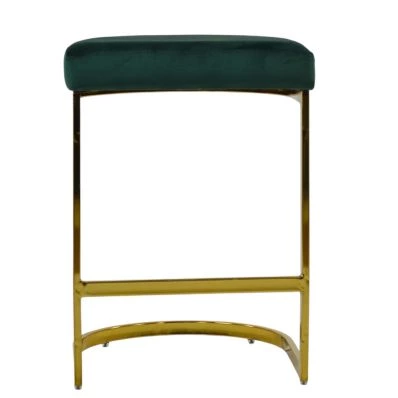 Layto Bar Stool Emerald Green Velvet & Brass 75cm