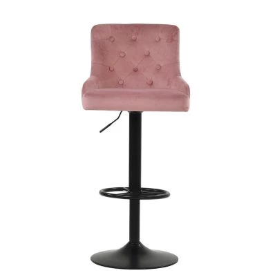 Dakota Bar Stool Pink Velvet & Black Base