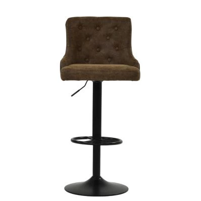 Dakota Bar Stool Aged Brown Leather & Black Base