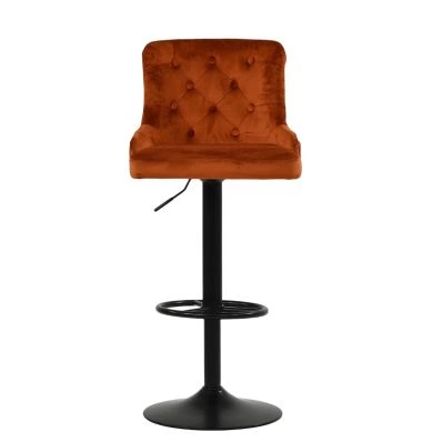 Dakota Bar Stool Burnt Orange Velvet & Black Base