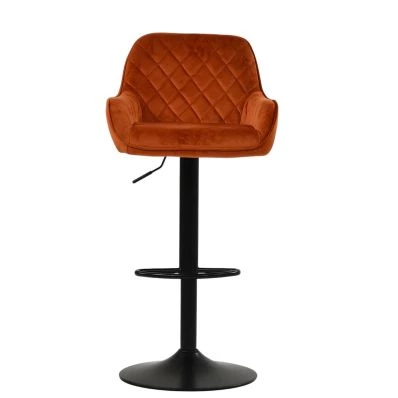 Arnside Bar Stool Burnt Orange Velvet & Black Base