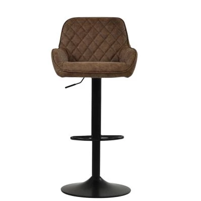 Arnside  Bar Stool Aged Brown Leather & Black Base