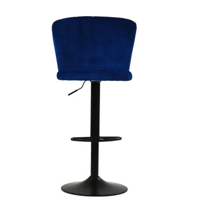 Chelsea Bar Stool Blue Velvet & Black Base