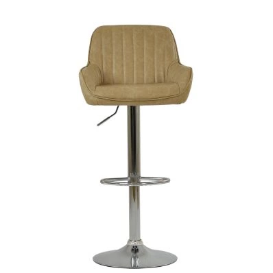 Blair Bar Stool Aged Cream Leather & Chrome Base