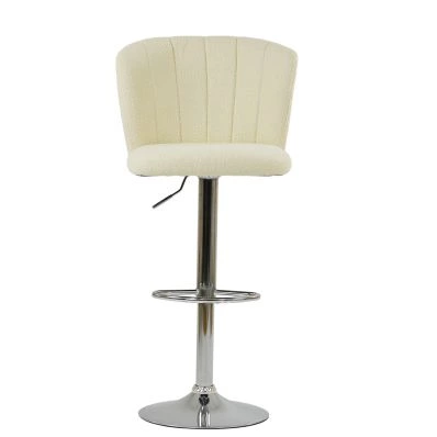 Harlem Bar Stool Cream Boucle Fabric & Chrome Base