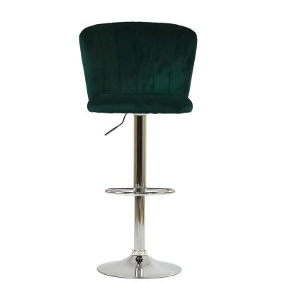 Harlem Bar Stool Emerald Green Velvet & Chrome Base