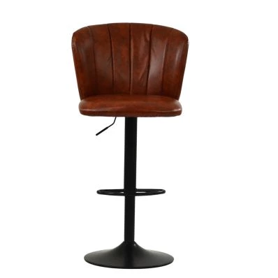 Chelsea Bar Stool Vintage Tan Brown Leather & Black Base