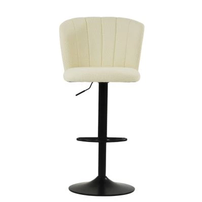 Chelsea Bar Stool Cream Boucle Fabric & Black Base