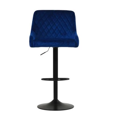 Greenwich Bar Stool Blue Velvet & Black Base