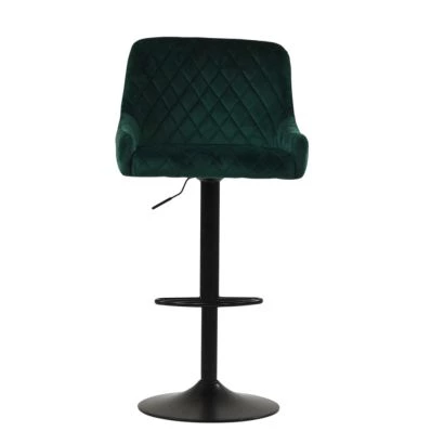 Greenwich Bar Stool Emerald Green Velvet & Black Base