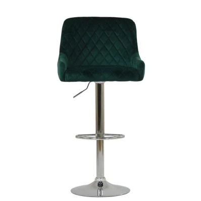Manhattan Bar Stool Emerald Green Velvet & Chrome Base