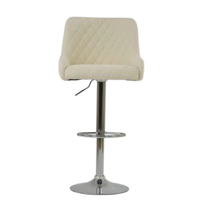 Manhattan Bar Stool Cream Boucle Fabric & Chrome Base