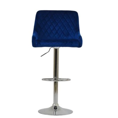 Manhattan Bar Stool Blue Velvet & Chrome Base
