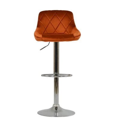 Flo Bar Stool Burnt Orange Velvet & Chrome Base