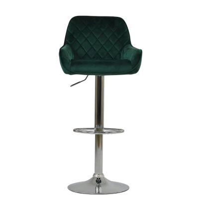 Albany Bar Stool Emerald Green Velvet & Chrome Base