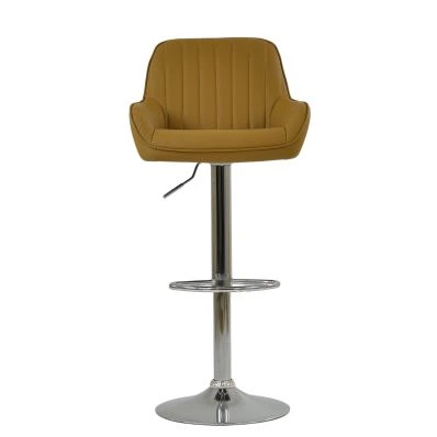 Blair Bar Stool Light Tan Brown Leather & Chrome