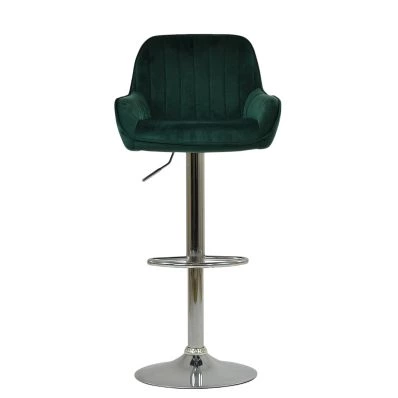 Blair Bar Stool Emerald Green Velvet & Chrome Base
