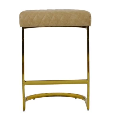 Burrello Bar Stool Aged Cream Leather & Brass 75cm
