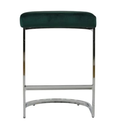 Layto Bar Stool Emerald Green Velvet & Chrome 75cm