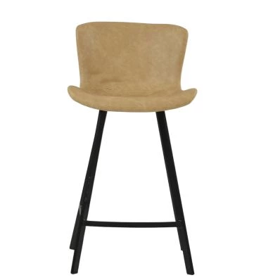 Caribe Bar Stool Aged Cream Leather & Black 75cm