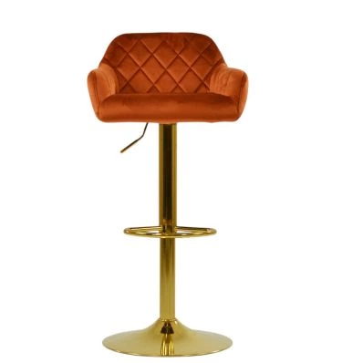 Manor Bar Stool Burnt Orange Velvet & Gold Base