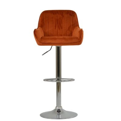 Blair Bar Stool Burnt Orange Velvet & Chrome Base