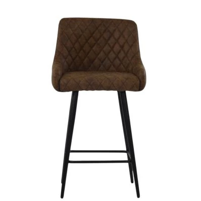 Vault Bar Stool Aged Brown Leather & Black Base