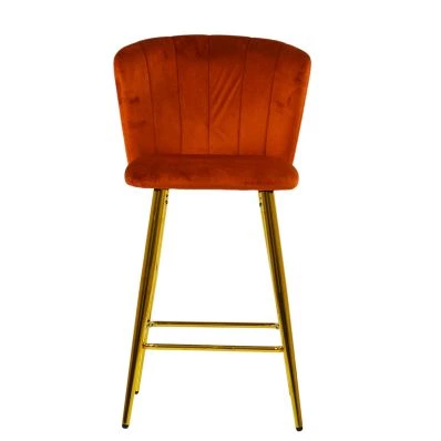 Dove Bar Stool Burnt Orange Velvet & Gold Base