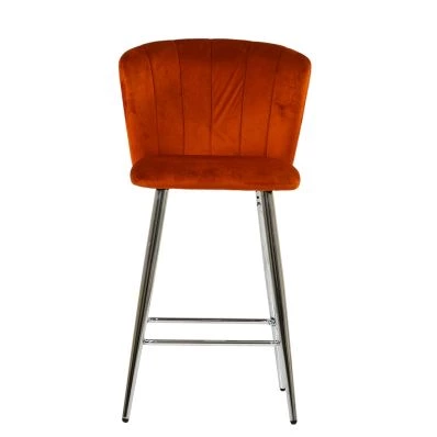 Dove Bar Stool Burnt Orange Velvet & Chrome Base